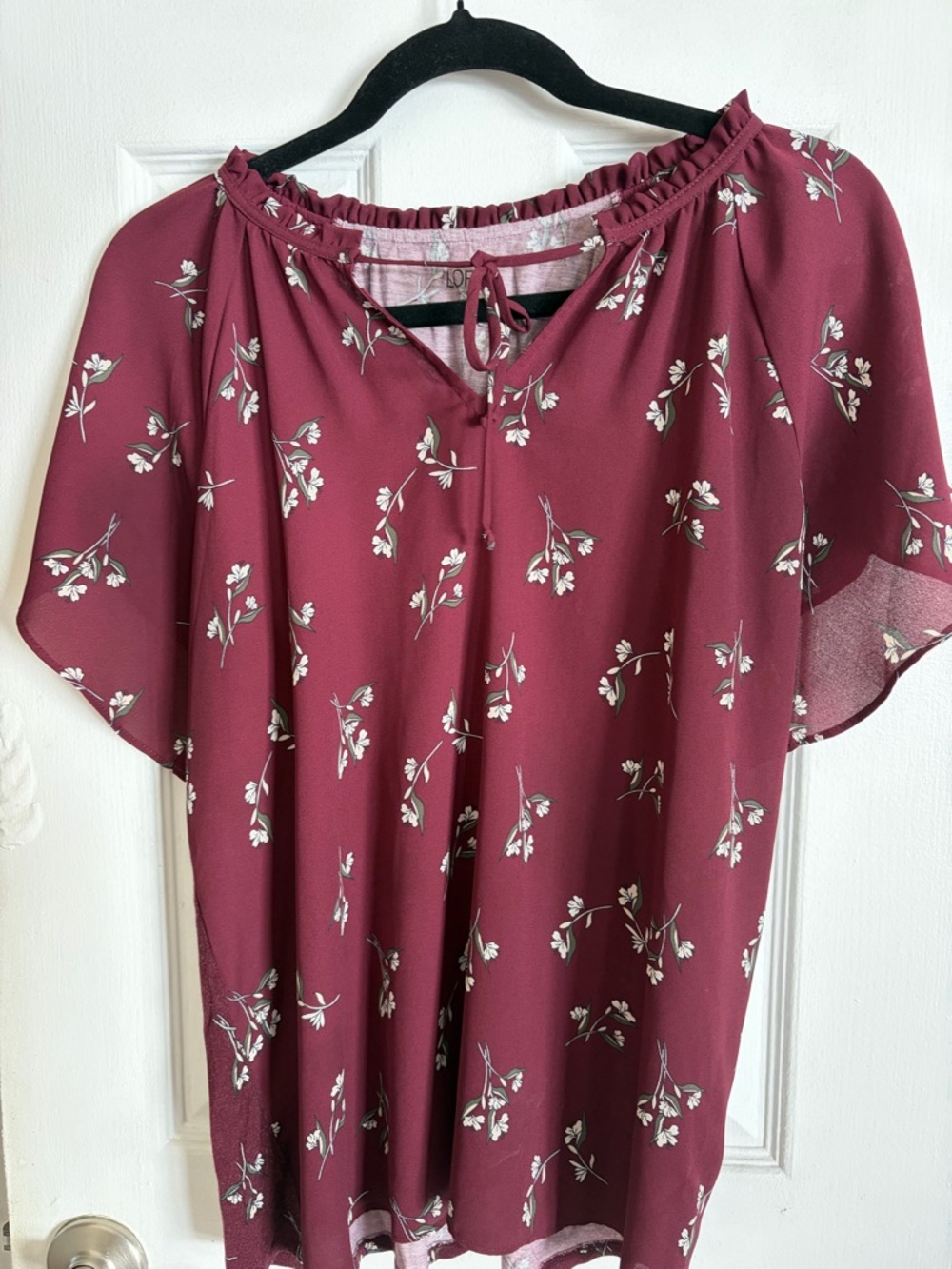 LOFT Burgundy Floral Top
